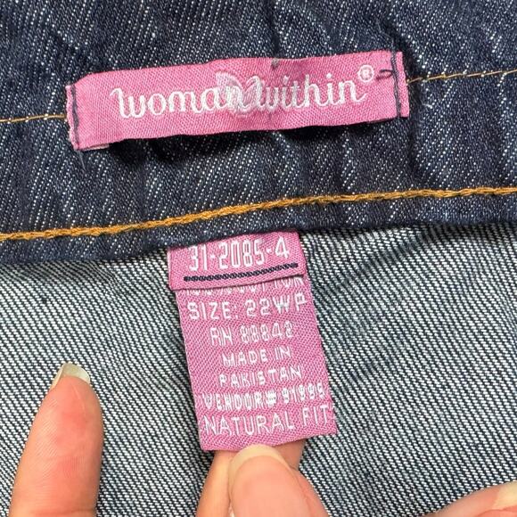 Woman Within 22W Petite Straight Leg Jeans Dark Wash Denim Plus Comfort Everyday - Picture 4 of 6